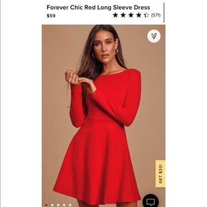 Lulu’s Red Long Sleeve Skater Dress